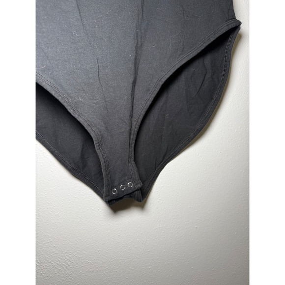 PINK Victorias Secret Black Ribbed Logo Tank Bodysuit Womens Large - Picture 2 of 6